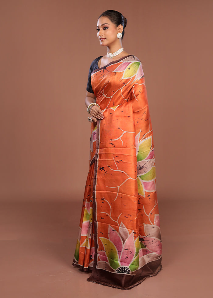 Pink Printed Pure Silk Saree Without Blouse Piece