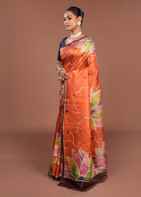 Pink Printed Pure Silk Saree Without Blouse Piece