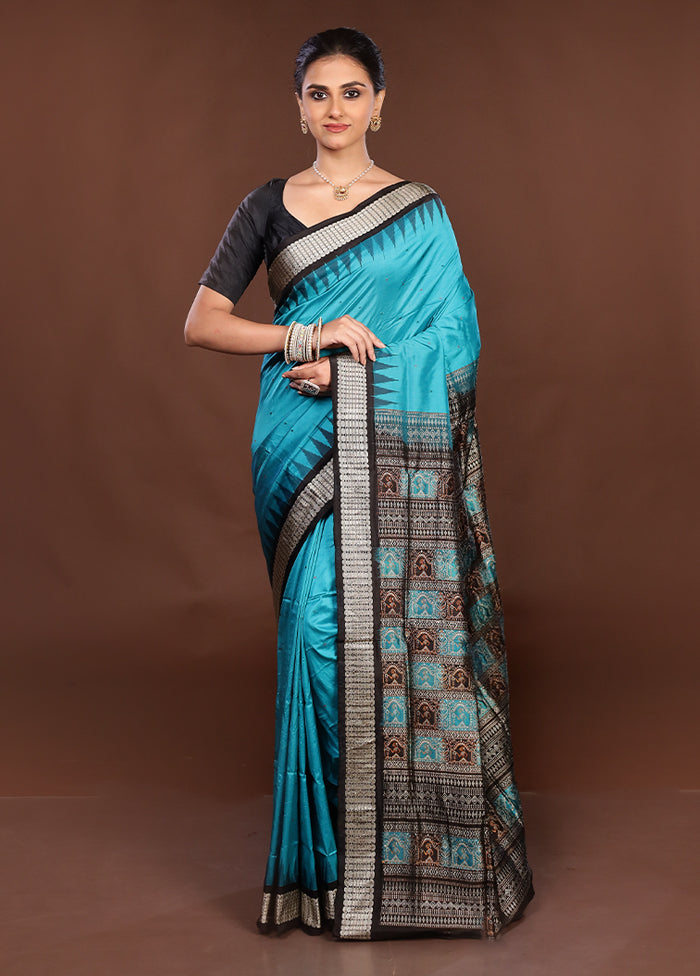 Green Handloom Bomkai Pure Silk Saree With Blouse Piece