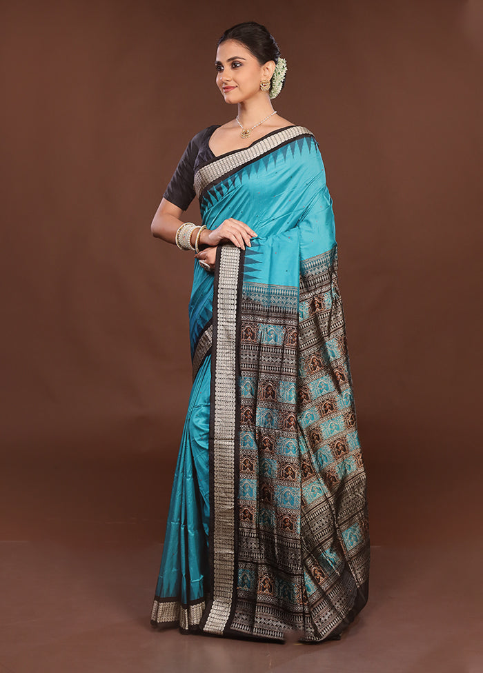 Green Handloom Bomkai Pure Silk Saree With Blouse Piece