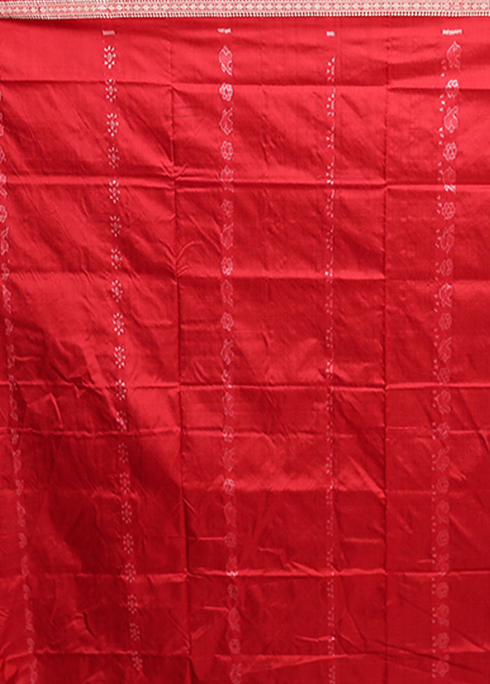 Blue Handloom Bomkai Pure Silk Saree With Blouse Piece