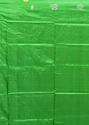 Orange Handloom Bomkai Pure Silk Saree With Blouse Piece