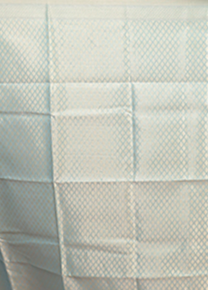 Blue Organza Saree With Blouse Piece