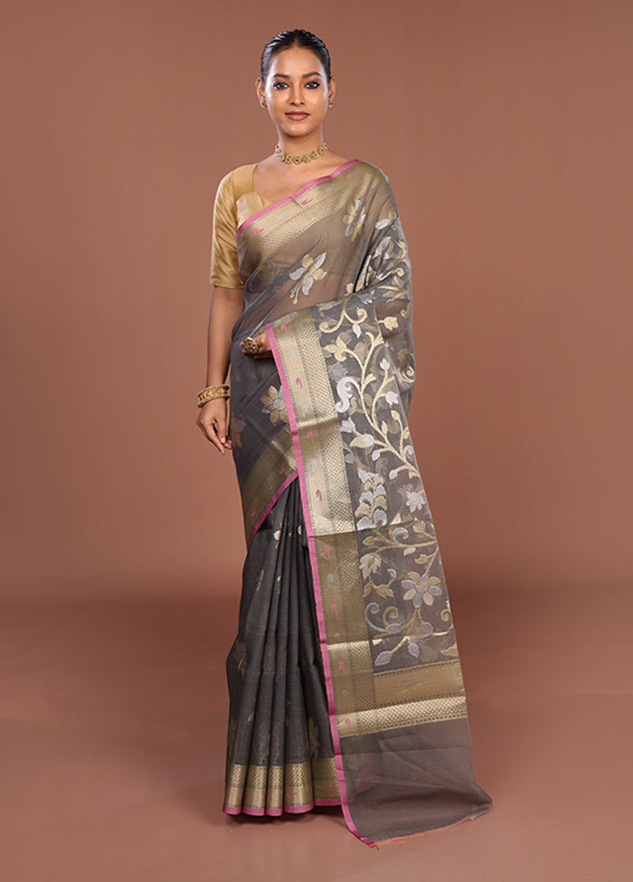 Grey Organza Saree With Blouse Piece