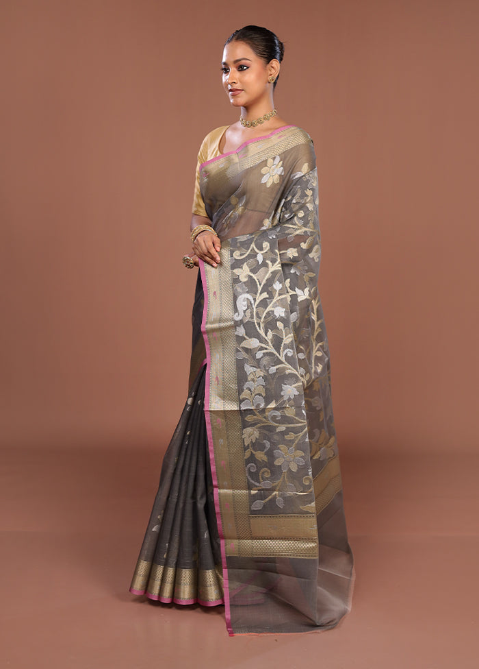 Grey Organza Saree With Blouse Piece