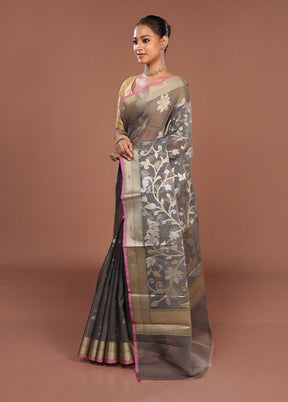 Grey Organza Saree With Blouse Piece