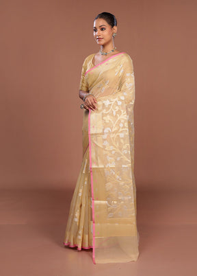 Cream Organza Saree With Blouse Piece