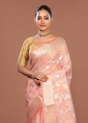 Pink Organza Saree With Blouse Piece