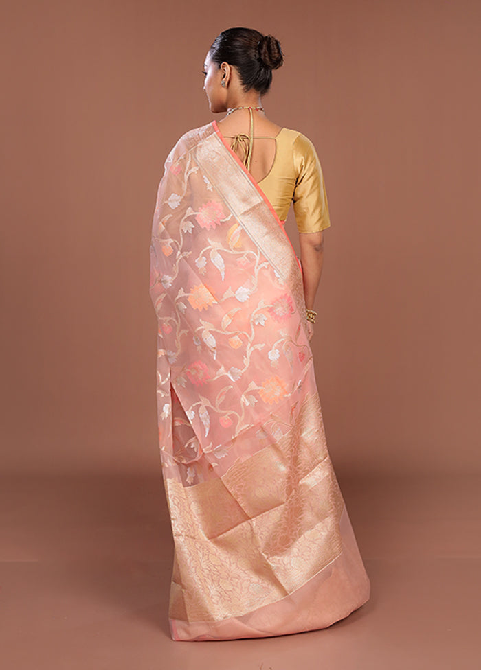 Pink Organza Saree With Blouse Piece