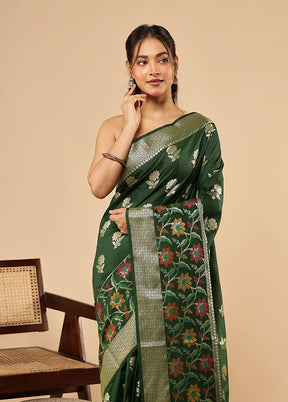 Green Dupion Silk Saree With Blouse Piece