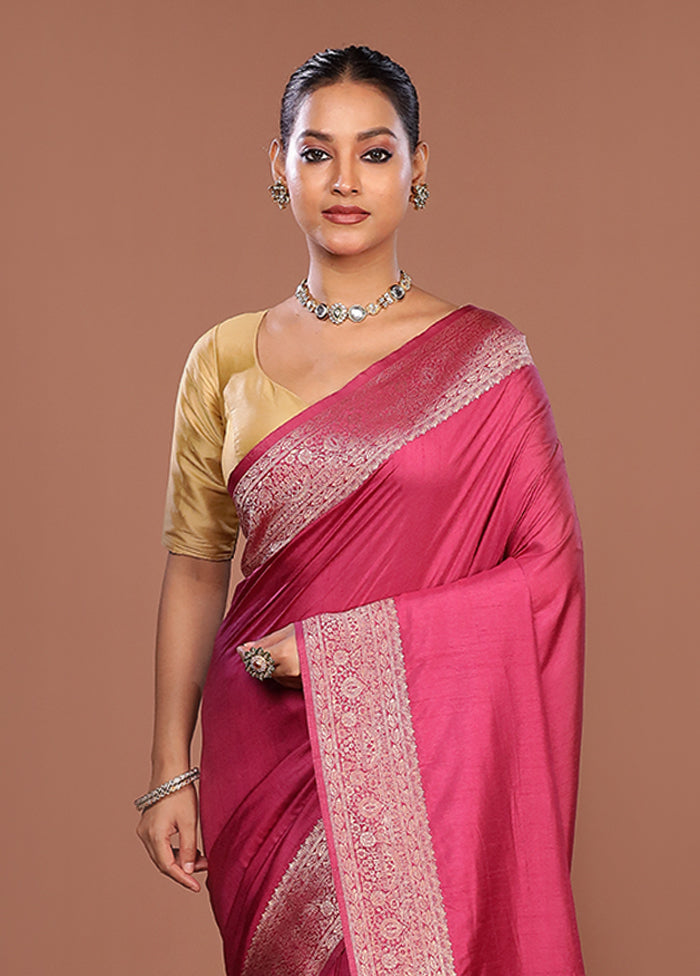Purple Dupion Silk Saree With Blouse Piece