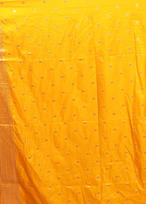 Yellow Dupion Silk Saree With Blouse Piece