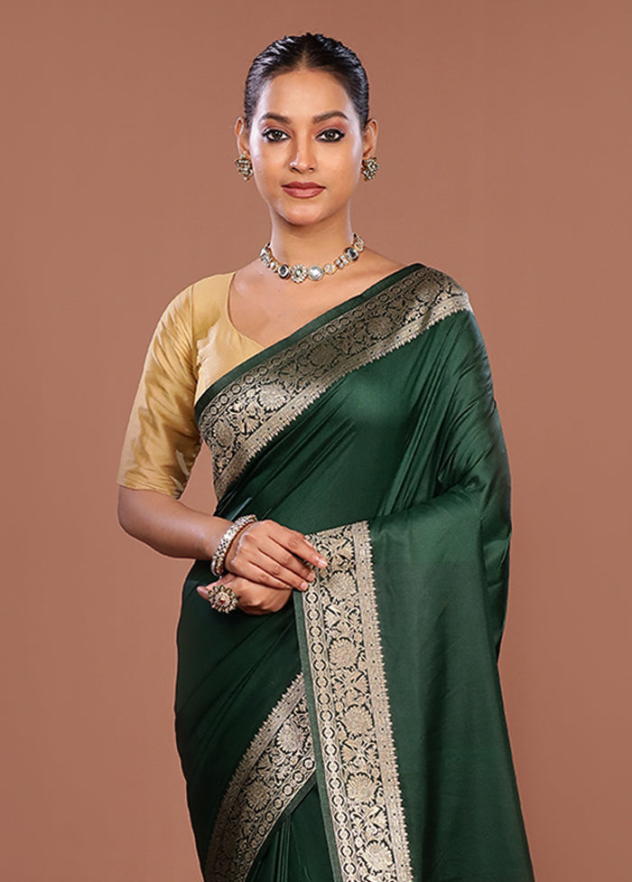 Green Dupion Silk Saree With Blouse Piece