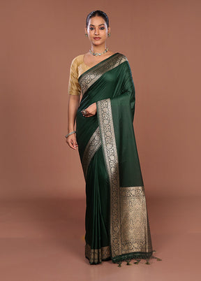 Green Dupion Silk Saree With Blouse Piece