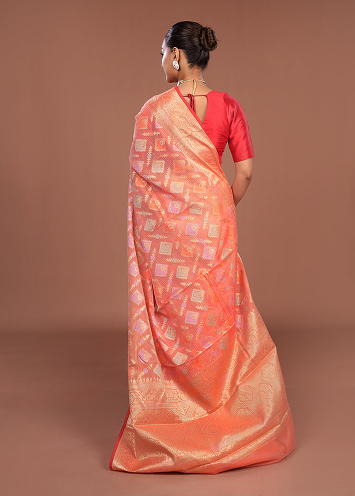 Pink Cotton Saree With Blouse Piece
