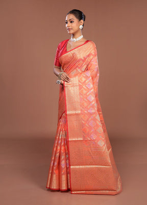 Pink Cotton Saree With Blouse Piece