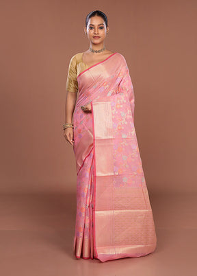 Pink Cotton Saree With Blouse Piece