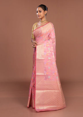 Pink Cotton Saree With Blouse Piece