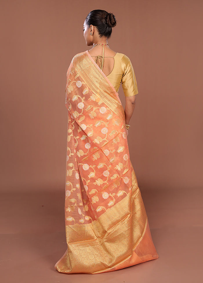 Orange Cotton Saree With Blouse Piece