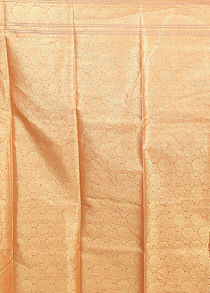 Orange Cotton Saree With Blouse Piece