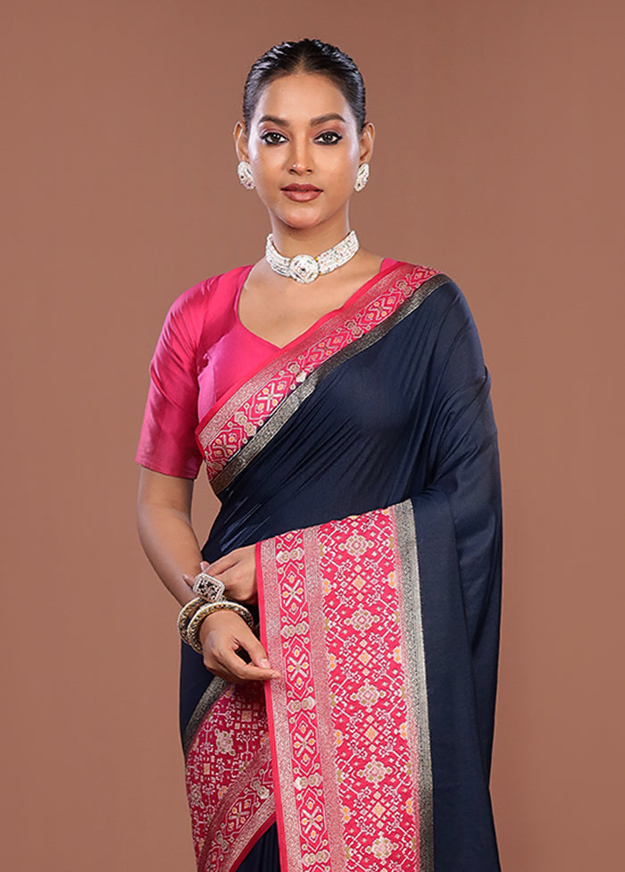 Black Dupion Silk Saree With Blouse Piece