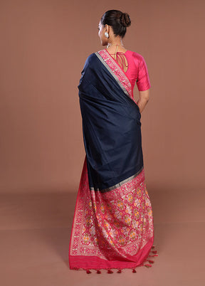 Black Dupion Silk Saree With Blouse Piece