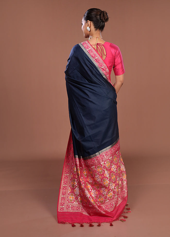 Black Dupion Silk Saree With Blouse Piece