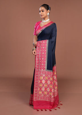 Black Dupion Silk Saree With Blouse Piece