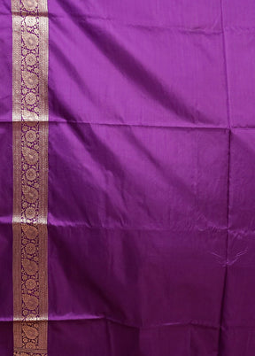 Purple Handloom Katan Pure Silk Saree With Blouse Piece