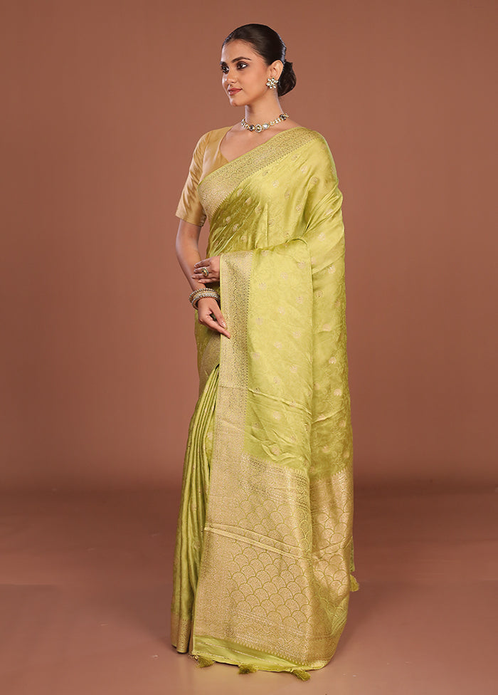 Green Dupion Silk Saree With Blouse Piece