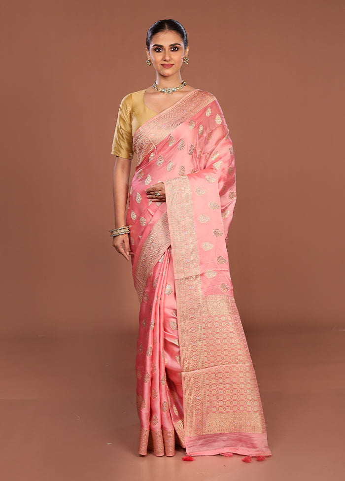 Pink Dupion Silk Saree With Blouse Piece