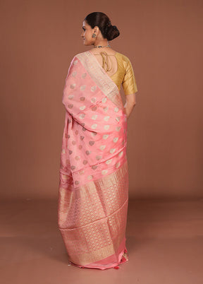 Pink Dupion Silk Saree With Blouse Piece