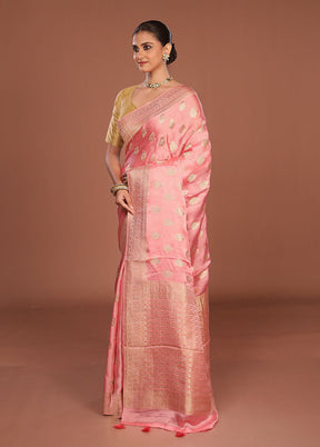 Pink Dupion Silk Saree With Blouse Piece