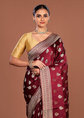 Purple Dupion Silk Saree With Blouse Piece