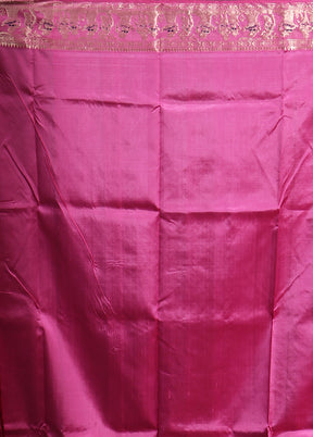 Pink Handloom Baluchari Pure Silk Saree With Blouse Piece