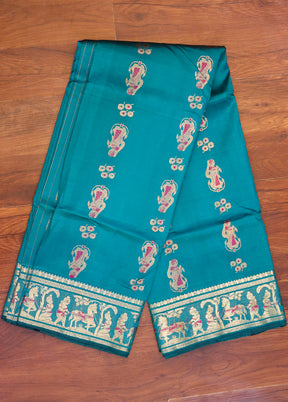 Blue Handloom Baluchari Pure Silk Saree With Blouse Piece
