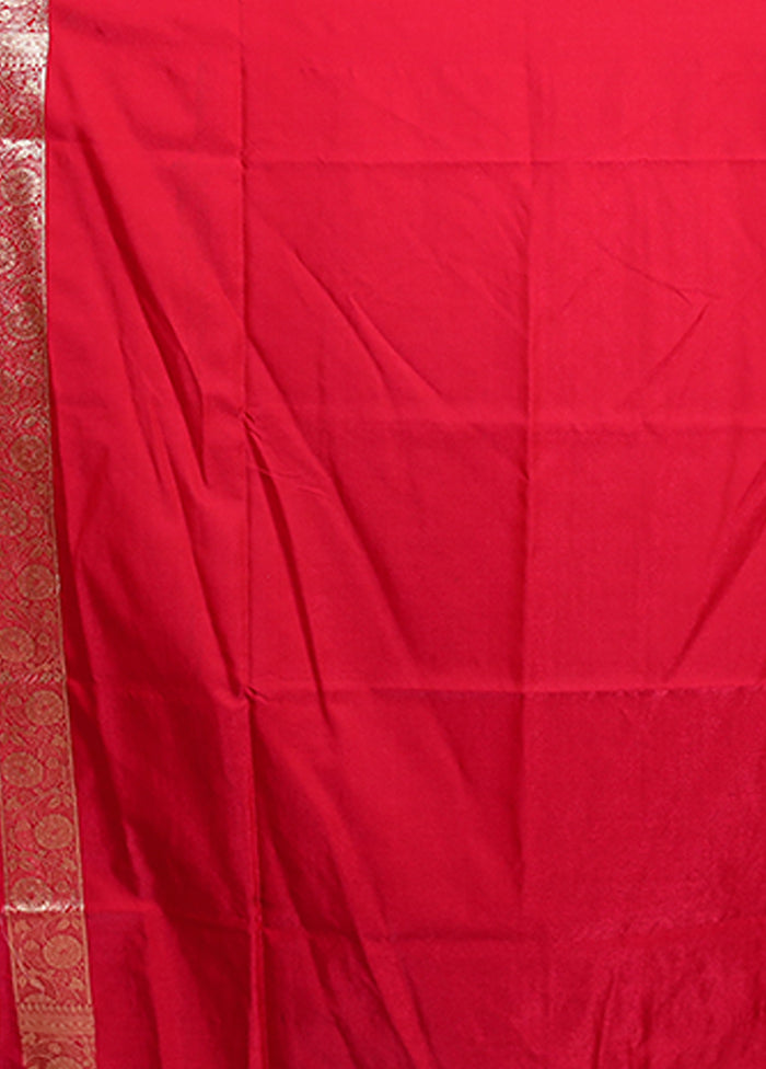 Pink Banarasi Silk Saree With Blouse Piece