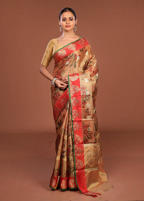 Gold Tissue Silk Saree With Blouse Piece