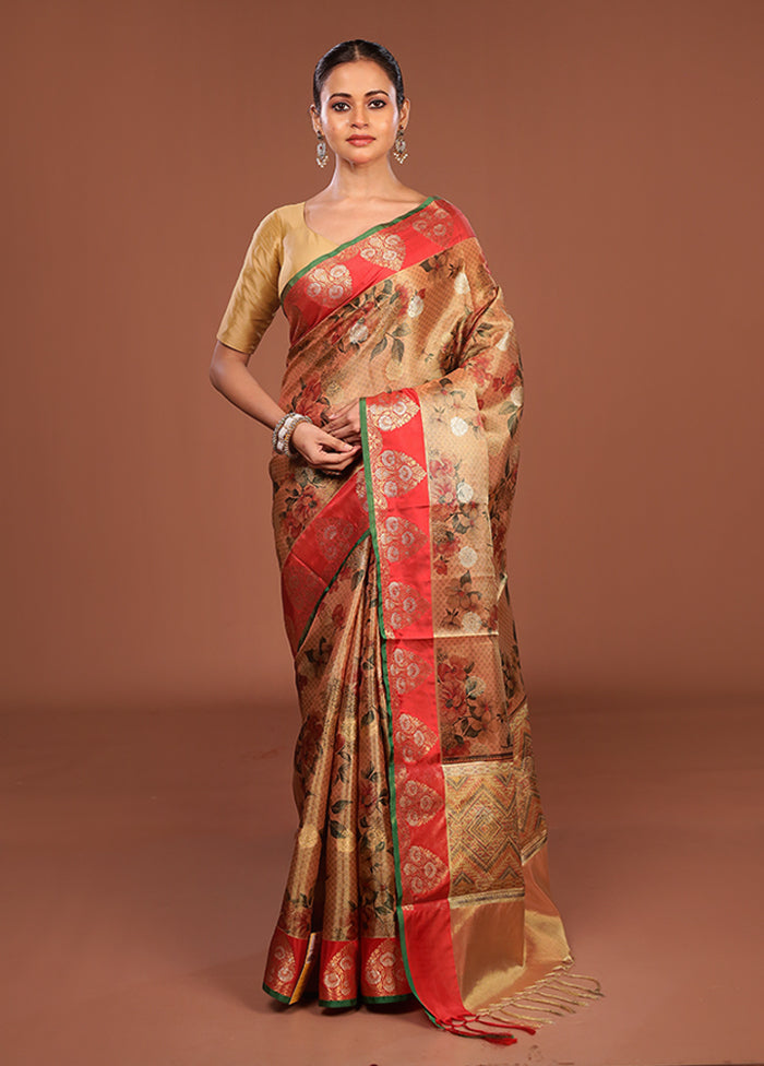 Gold Tissue Silk Saree With Blouse Piece