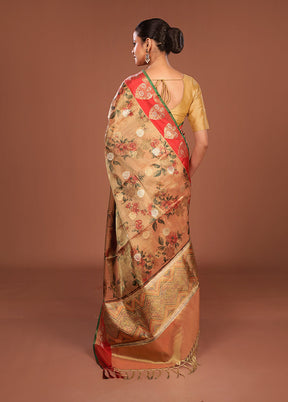 Gold Tissue Silk Saree With Blouse Piece