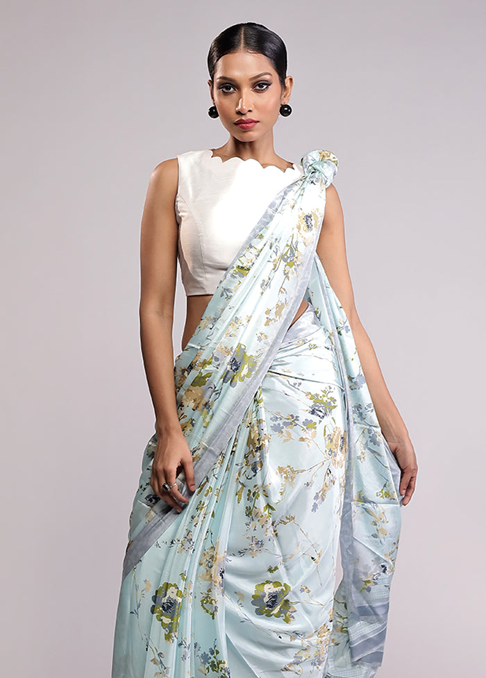 Brown Printed Silk Saree Without Blouse Piece