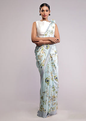 Brown Printed Silk Saree Without Blouse Piece