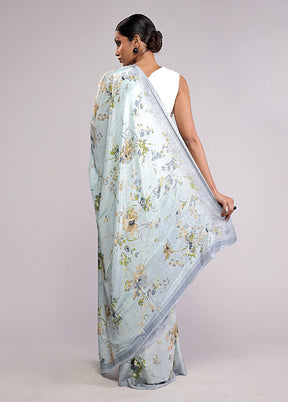 Brown Printed Silk Saree Without Blouse Piece