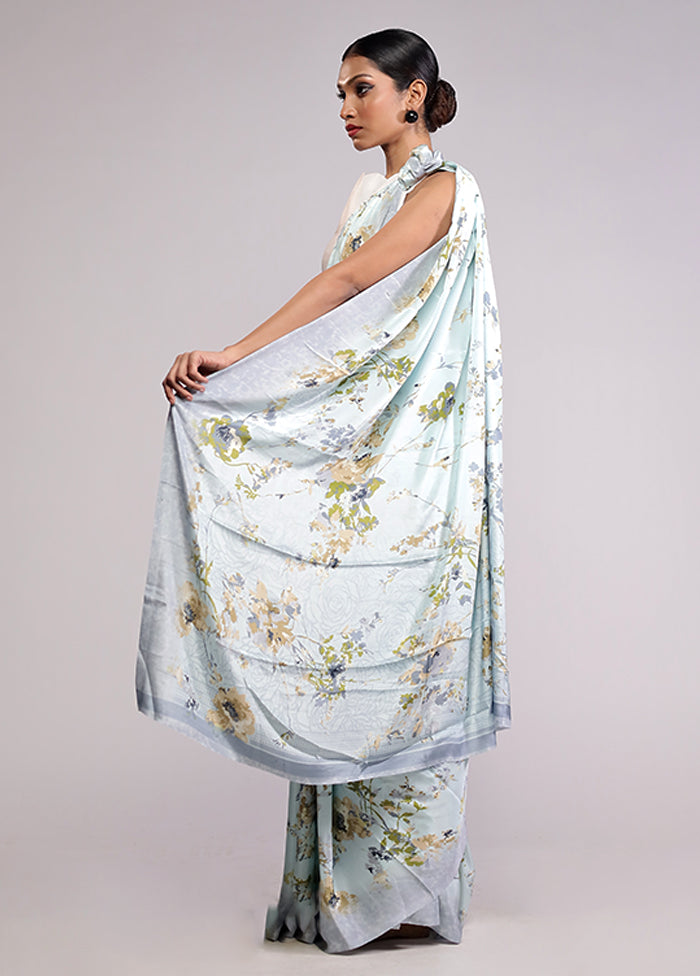 Brown Printed Silk Saree Without Blouse Piece