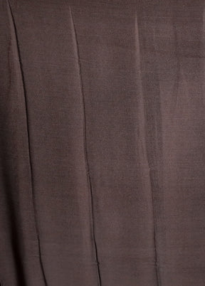 Brown Printed Silk Saree Without Blouse Piece