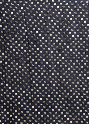 Blue Printed Silk Saree Without Blouse Piece