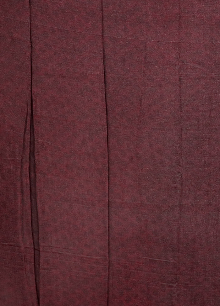 Maroon Printed Silk Saree Without Blouse Piece