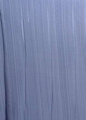 Blue Printed Silk Saree Without Blouse Piece