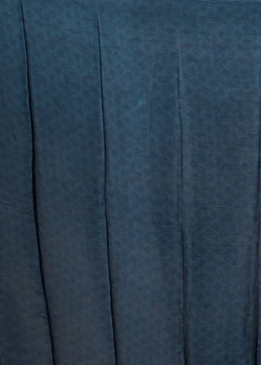 Blue Printed Silk Saree Without Blouse Piece