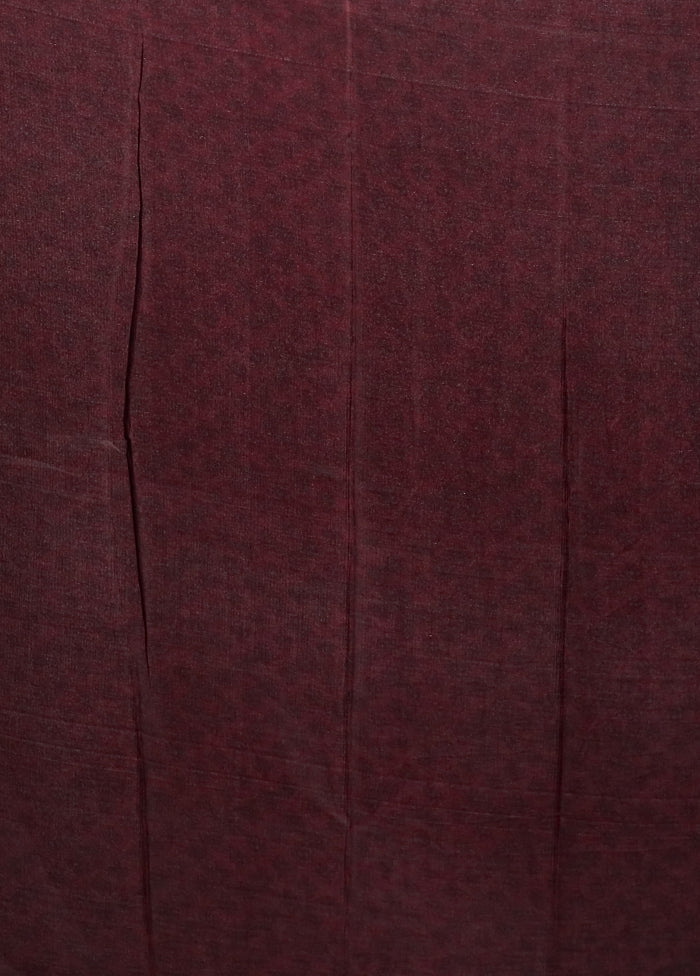 Maroon Printed Silk Saree Without Blouse Piece